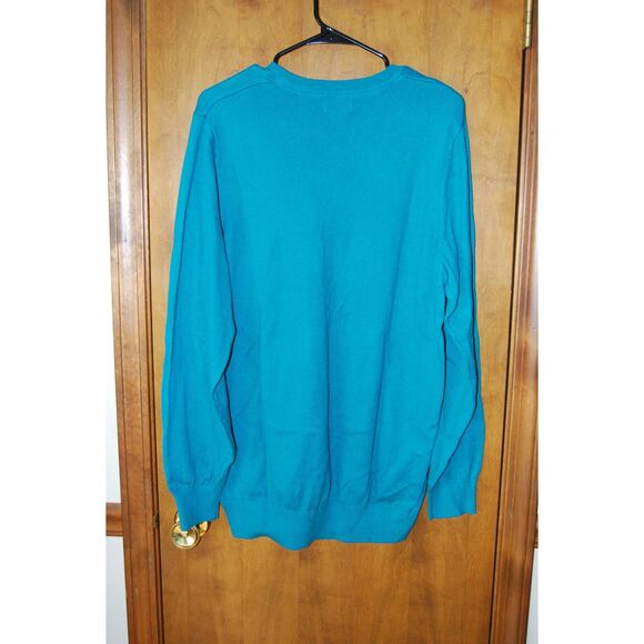 L.L. Bean Cotton/Cashmere Blend Sweater Mens Large Tall Teal Green - Picture 6 of 7